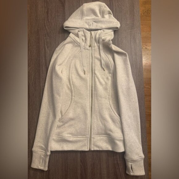 Lululemon Scuba full zip hoodie plush. Heathered Bone with gold zipper. Size 6 - Picture 4 of 16